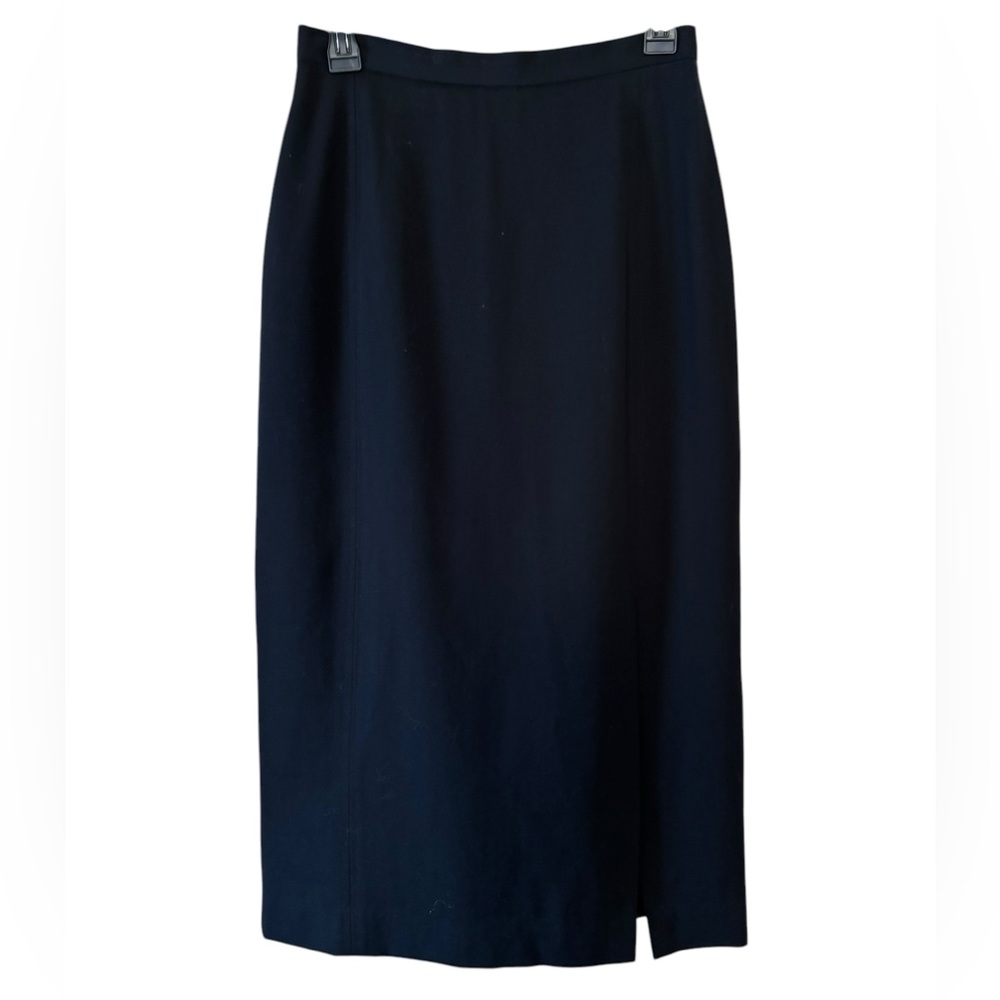 VTG J’Envie Sport New York Black Wool Split Front Midi Pencil Skirt Size 8